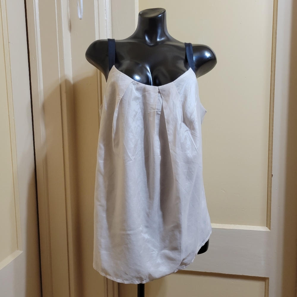 Gap Cotton/Silk Blend Lined Pleated Contrasting Strap Blouse L